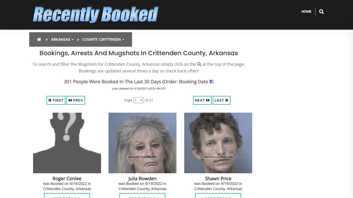 Bookings, Arrests and Mugshots in Crittenden County, Arkansas